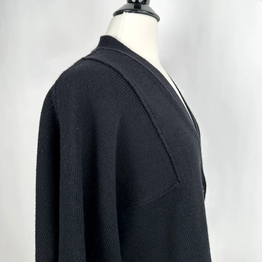 Banana Republic Oversized‎ Merino Wool Cotton High Low Cardigan Sweater XL Black